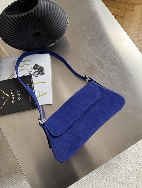 Жіноча сумка-багет Next Level Bags: "Elowen Blue Suede" 02-2224А фото