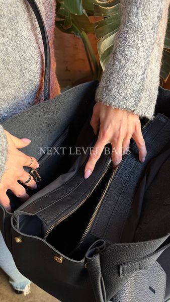Жіноча сумка-шопер Next Level Bags: "Monica Black Grain" 02-2610 фото
