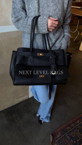 Жіноча сумка-шопер Next Level Bags: "Monica Black Grain" 02-2610 фото